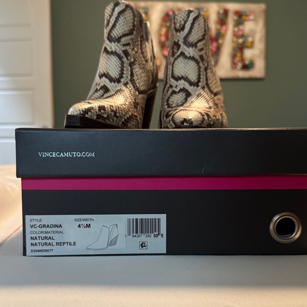 Vince Camuto Natural Reptile Ankle Boots